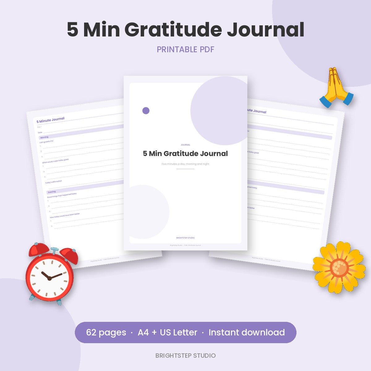 5 Min Gratitude Journal | Printable PDF