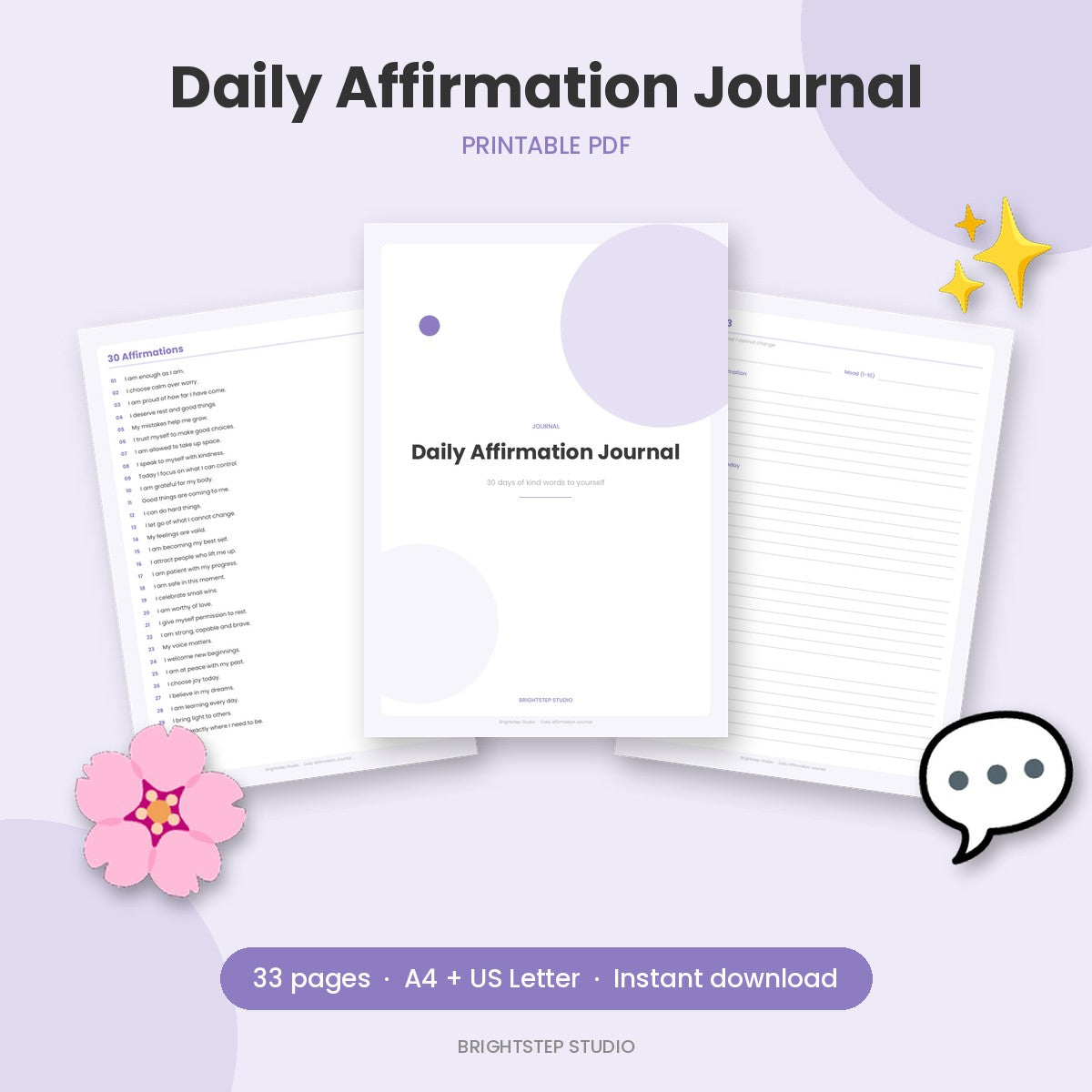 Daily Affirmation Journal | Printable PDF
