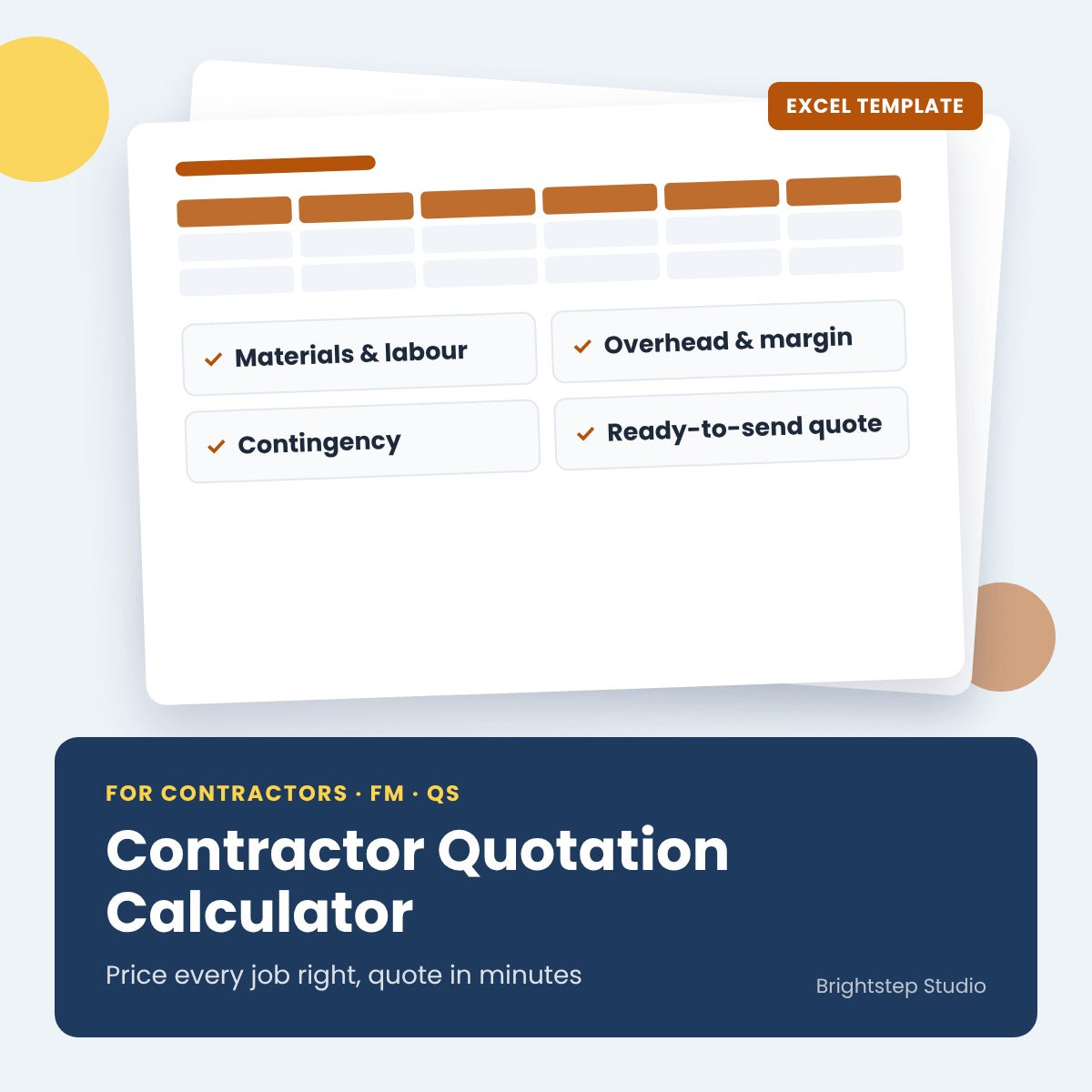 Contractor Quotation Calculator | Excel Template