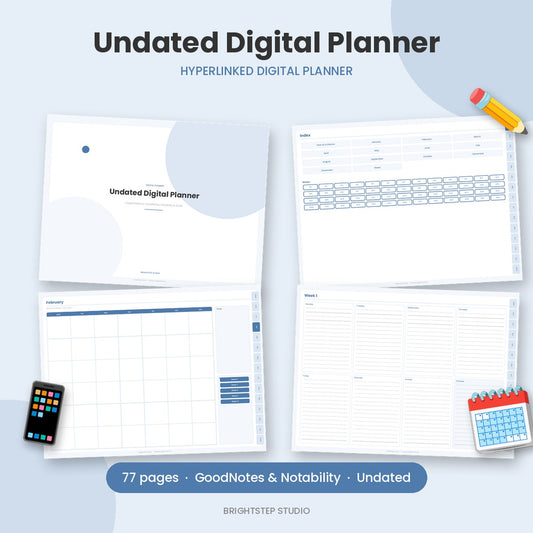 Undated Digital Planner | Hyperlinked PDF